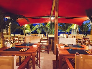 Breakfast, lunch, dinner served; international cuisine, beach views