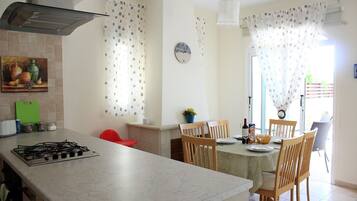Villa, 2 Bedrooms, Private Pool | Private kitchen | Coffee/tea maker, full-size fridge, microwave, oven