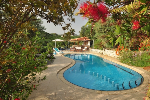 Pool area with Mediterranean plants