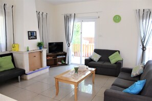 Villa, 3 Bedrooms, Private Pool | Living area | Flat-screen TV, fireplace, DVD player - Vasilisa villa BW16 (Paralimni)