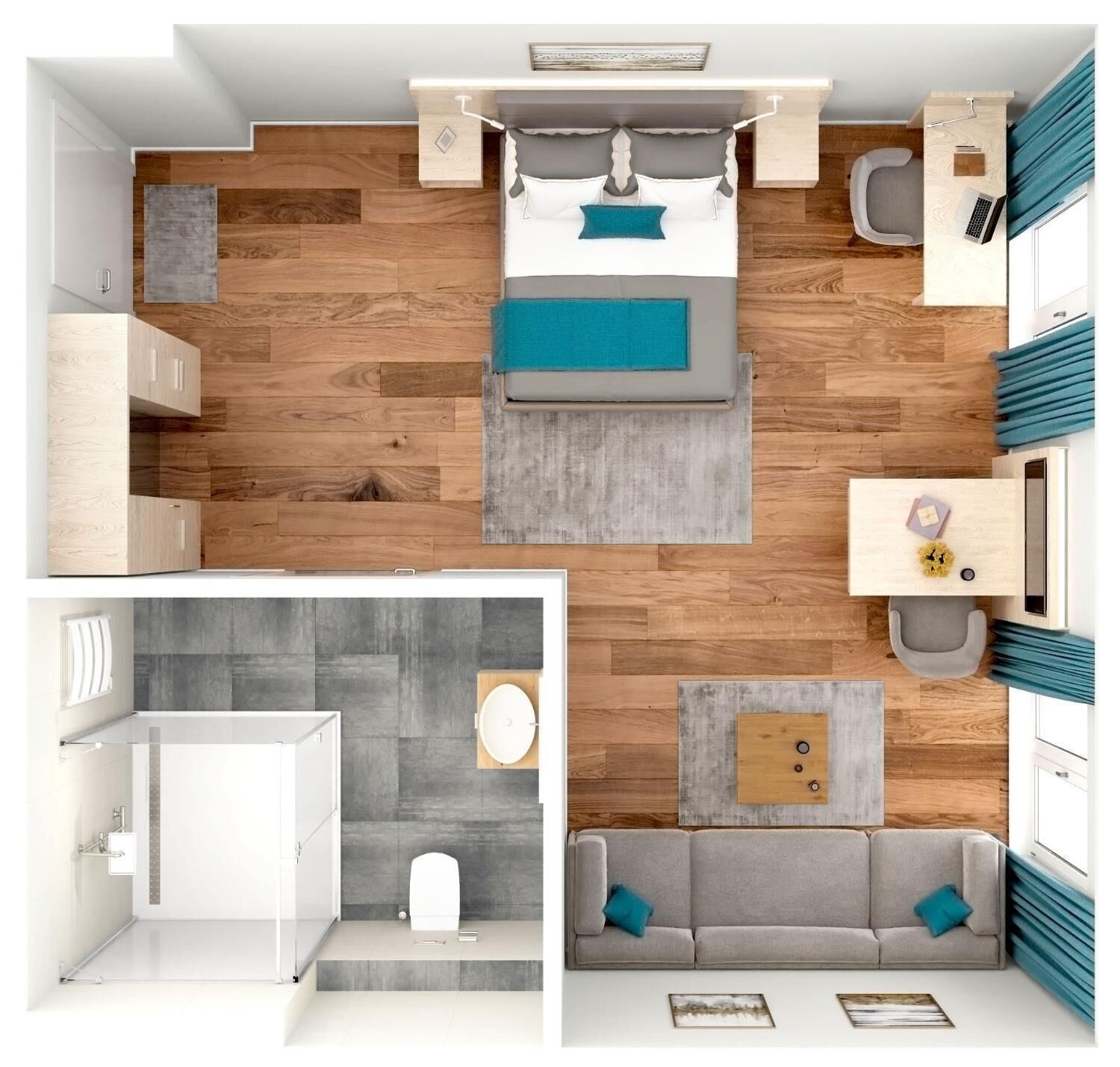 family studio suite, multiple beds | floor plan