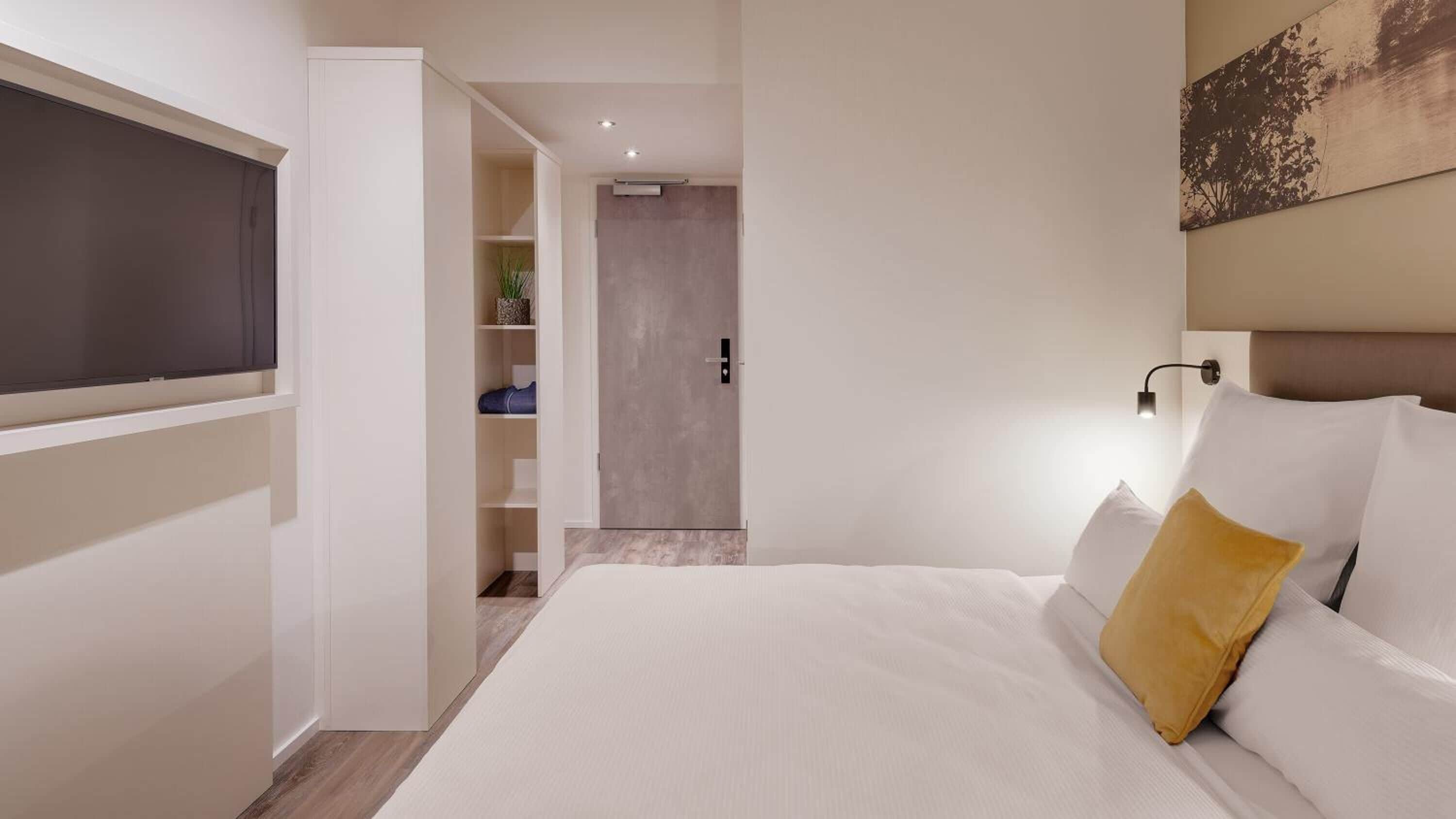 1 bedroom, desk, laptop workspace, soundproofing