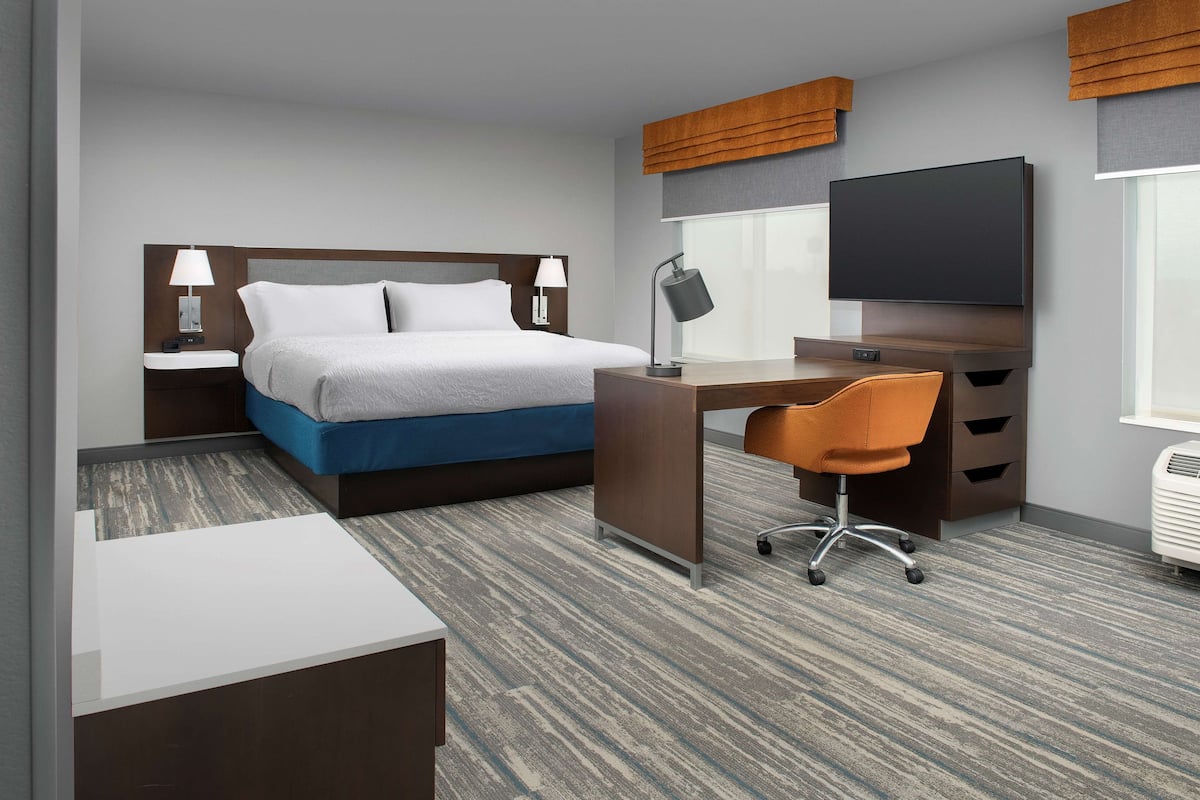 In-room safe, desk, laptop workspace, blackout curtains