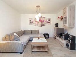 Apartamento standard, 2 quartos (0393) | Área de estar | TV