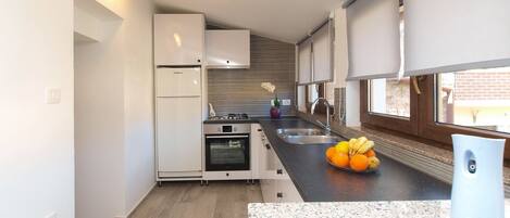 Standard Apartment, 2 Bedrooms (0393) | Private kitchen | Fridge, microwave, oven, stovetop