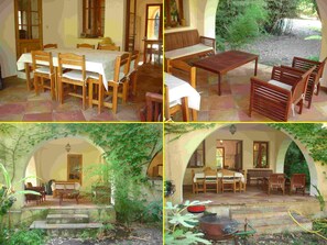 Outdoor dining - Large house quiet comfort air conditioning wifi garden between sea and mountains 12mn beach (Calenzana)