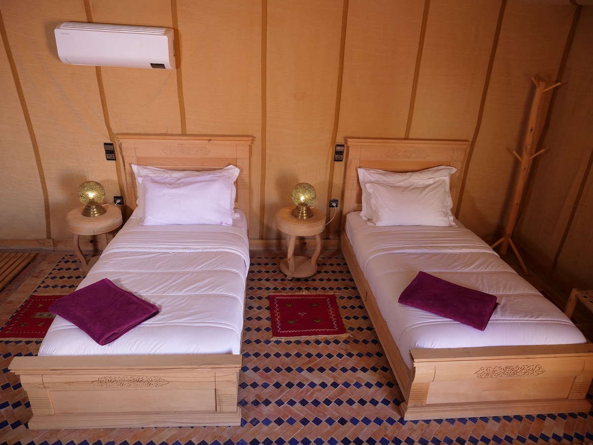 Grand Tent, 3 Twin Beds, Mountain View | Individually decorated, individually furnished, desk, free WiFi - Royal Luxury Camp (Taouz)