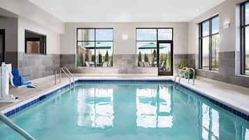 Indoor pool, open 8:00 AM to 10:00 PM, sun loungers