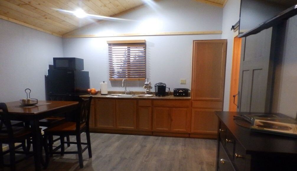 Fridge, microwave, coffee/tea maker, electric kettle