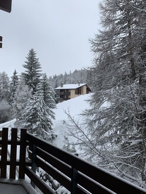 Property grounds - 50 metres from the cable car, quiet, spacious apartment, parking and wifi. (Anzère)
