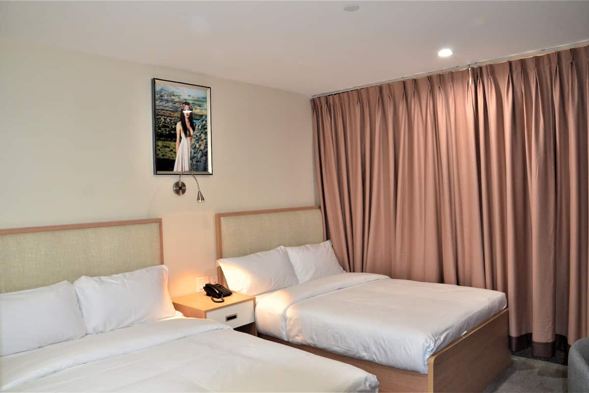 classic double room, 2 double beds | down duvets, desk, soundproofing, iron/ironing board