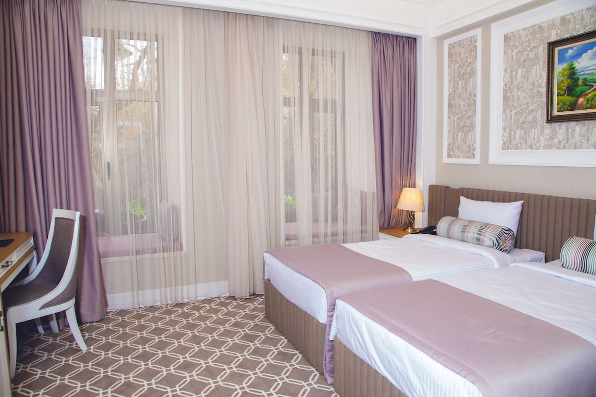 Deluxe Twin kamer | 1 slaapkamer, een minibar, een kluis op de kamer, een bureau