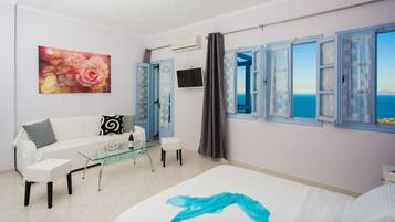 Superior-Studio, Balkon, Meerblick | Individuell dekoriert, individuell eingerichtet, kostenlose Babybetten