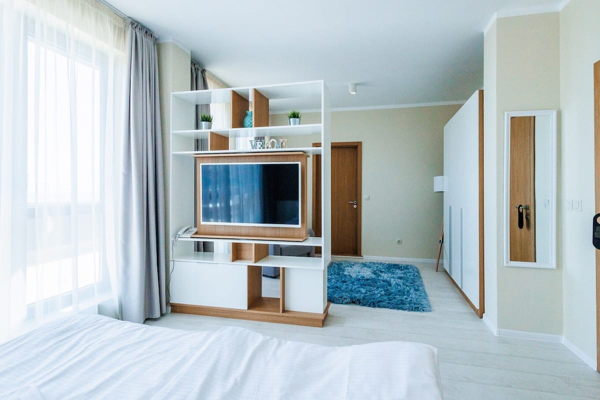 Chambre Deluxe Double ou avec lits jumeaux, vue mer | Cuisine privée | Réfrigérateur, bouilloire électrique