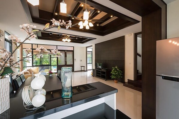 3-Bedroom Villa with Private Pool | Living area | Flat-screen TV