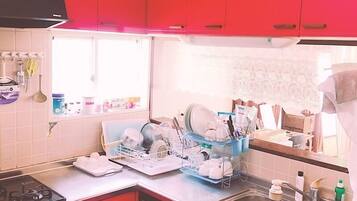 Shared fridge, microwave, coffee/tea maker