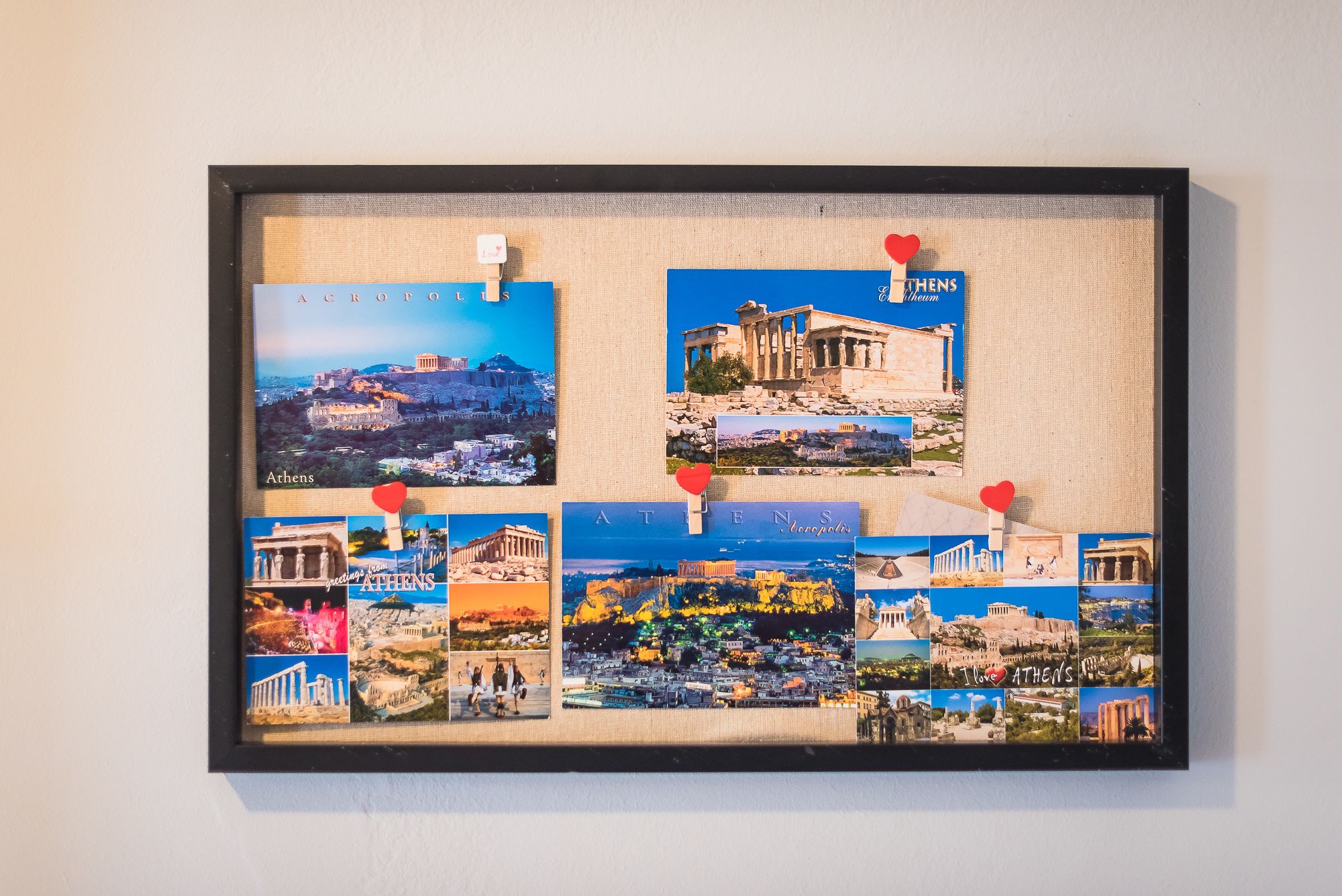 A framed collage of Athens travel photos with a central image of the Acropolis.