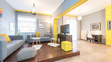 Family Apartment, 2 Bedrooms | Living area | Flat-screen TV