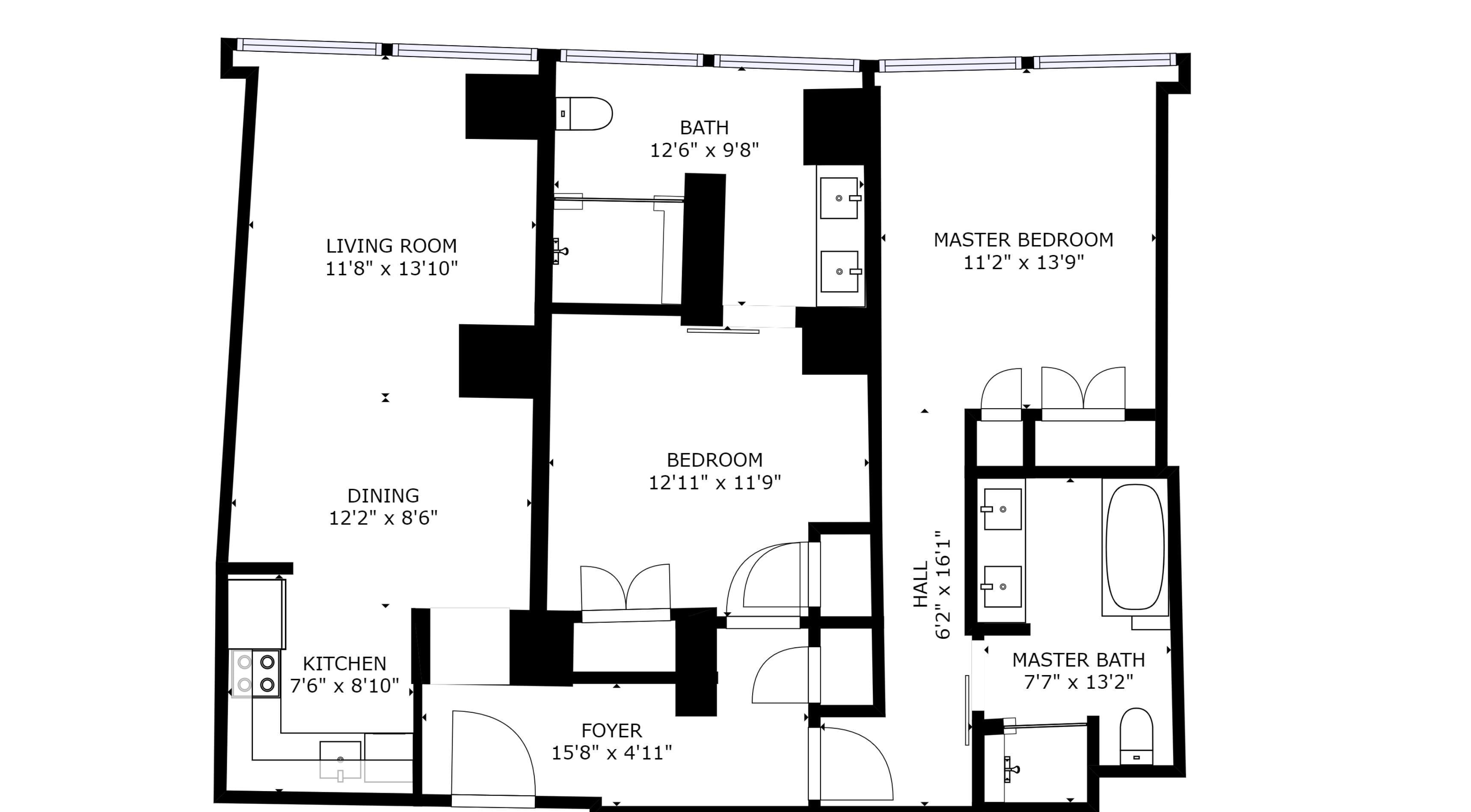 highest penthouse suite in vegas (2br) - 55th floor | floor plan