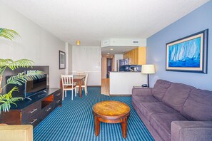 Basic Apartment | Living area | 40-inch TV with satellite channels