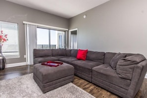Basic Condo, 2 Bedrooms, Ocean View | Living area | 40-inch TV with cable channels - The Palace 2313 (Myrtle Beach)