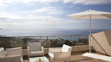Appartamento, 1 camera da letto, vista mare | Terrazza/patio