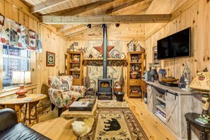 House | Living area | Flat-screen TV, fireplace - Alone At Last (Blue Ridge)