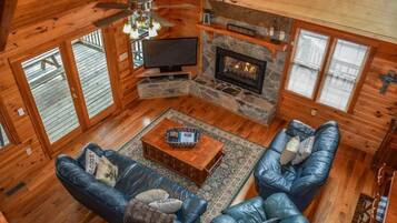 House | Living area | Flat-screen TV, fireplace, DVD player, table football