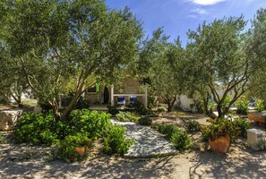 A stone house with a garden, surrounded by olive trees. - Olive Garden Camp Resort (Sibenik)