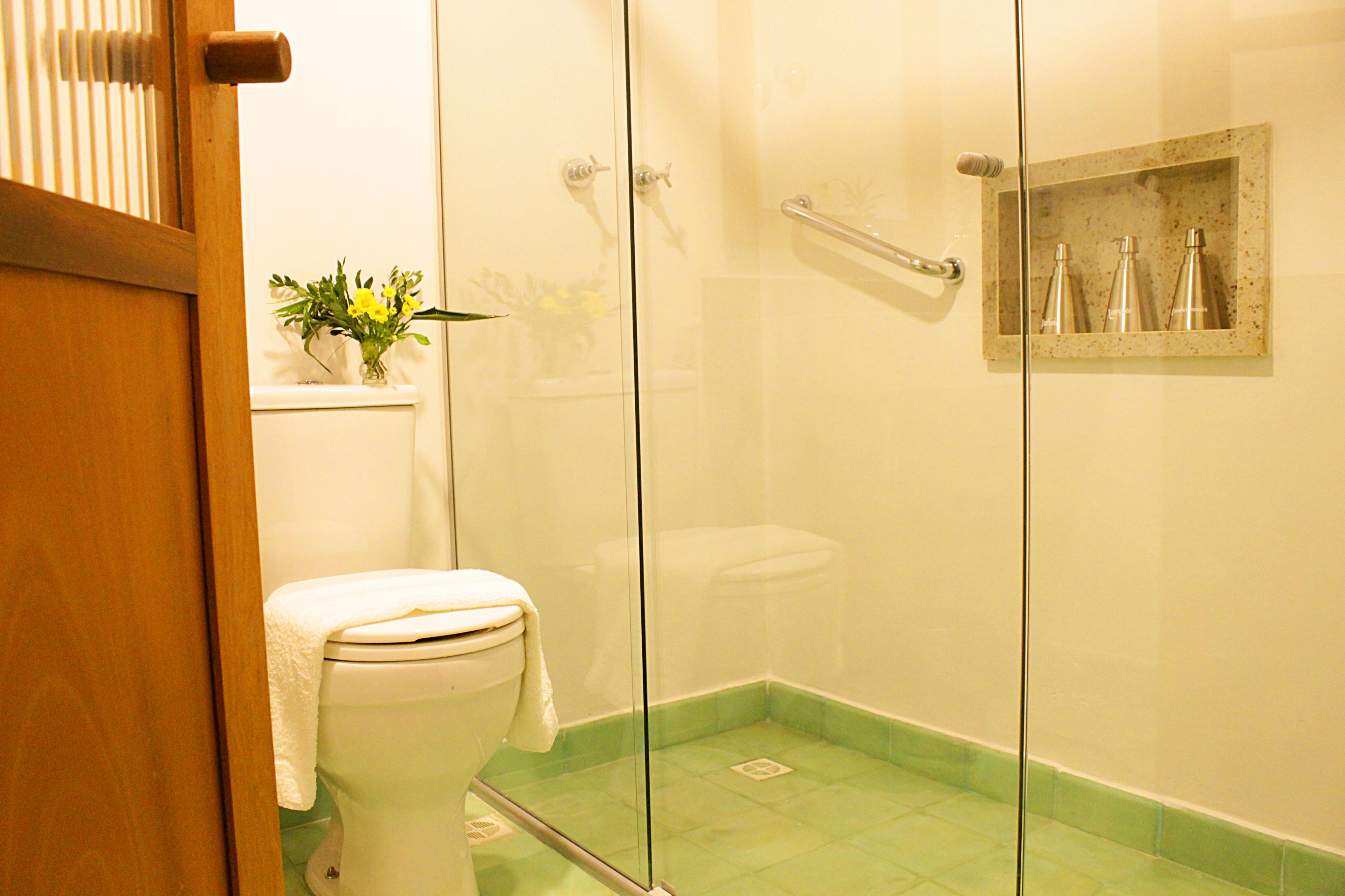 suite, 1 queen bed | bathroom | shower, free toiletries, towels