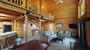 TV, fireplace, offices