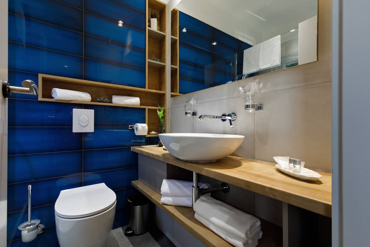 deluxe double or twin room, garden view | bathroom | shower, free toiletries, hair dryer, towels