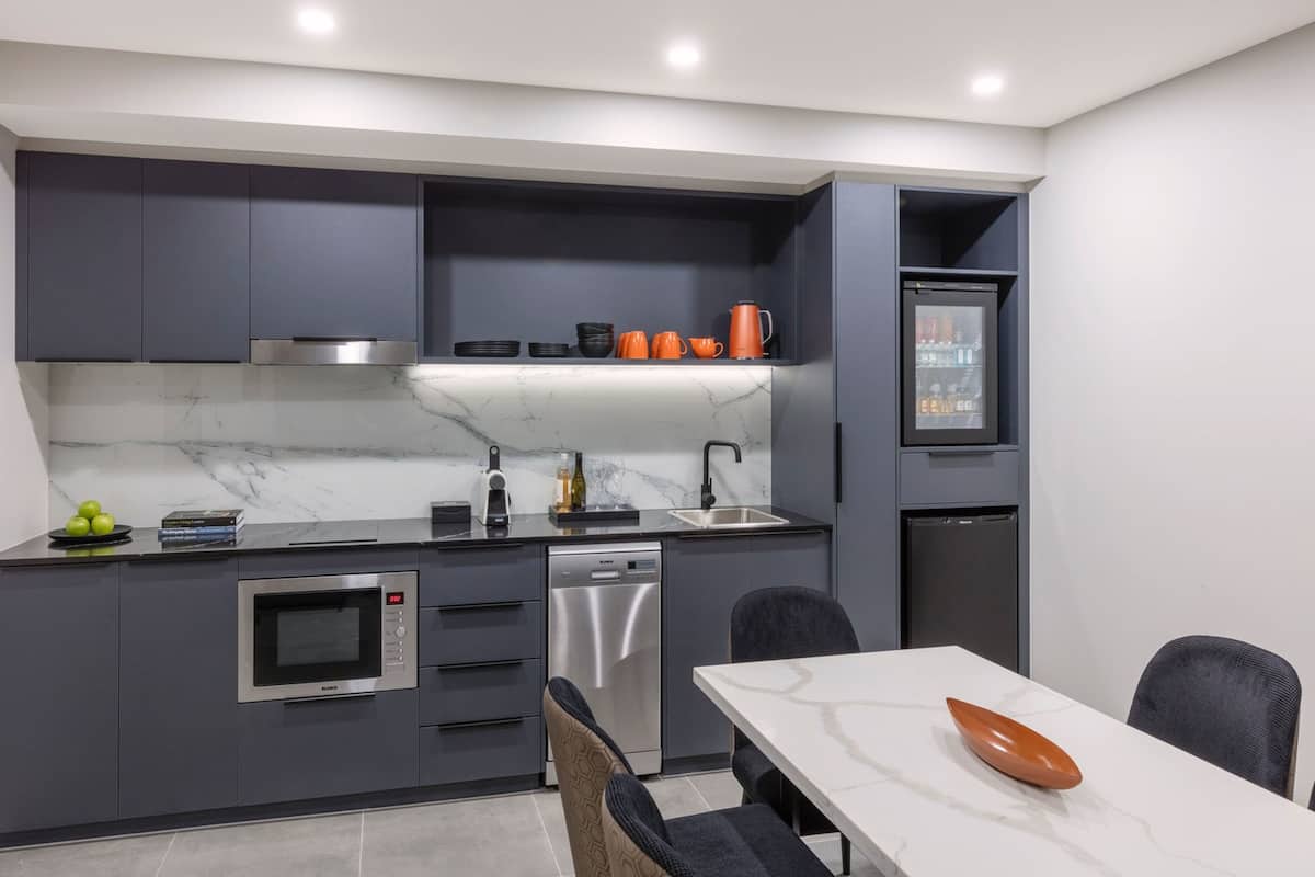 two bedroom accessible apartment | private kitchen | espresso maker, coffee/tea maker, electric kettle, cleaning supplies