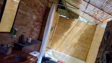 Villa, 1 Bedroom | Bathroom | Separate tub and shower, deep soaking tub, free toiletries, towels