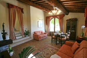 TV, fireplace, DVD player, books