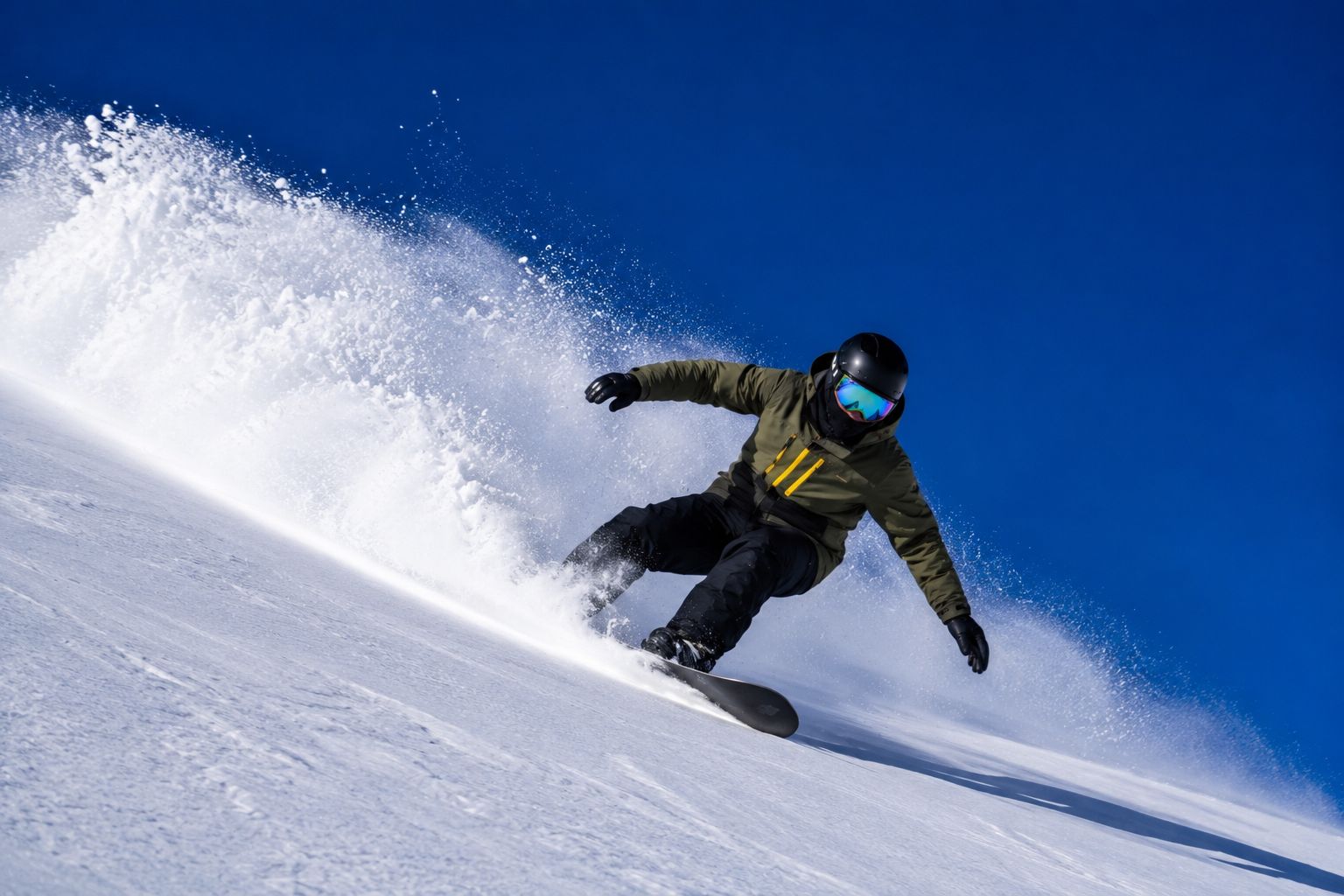 Un snowboarder en movimiento sobre una ladera nevada.