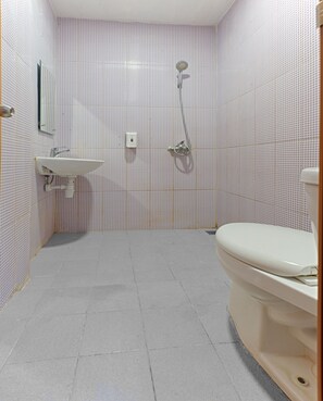 Shower, free toiletries, towels