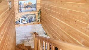 A wooden interior with a staircase leading to a lower level. - Lovely home in Lamon(BL) with WiFi (Lamon(BL))