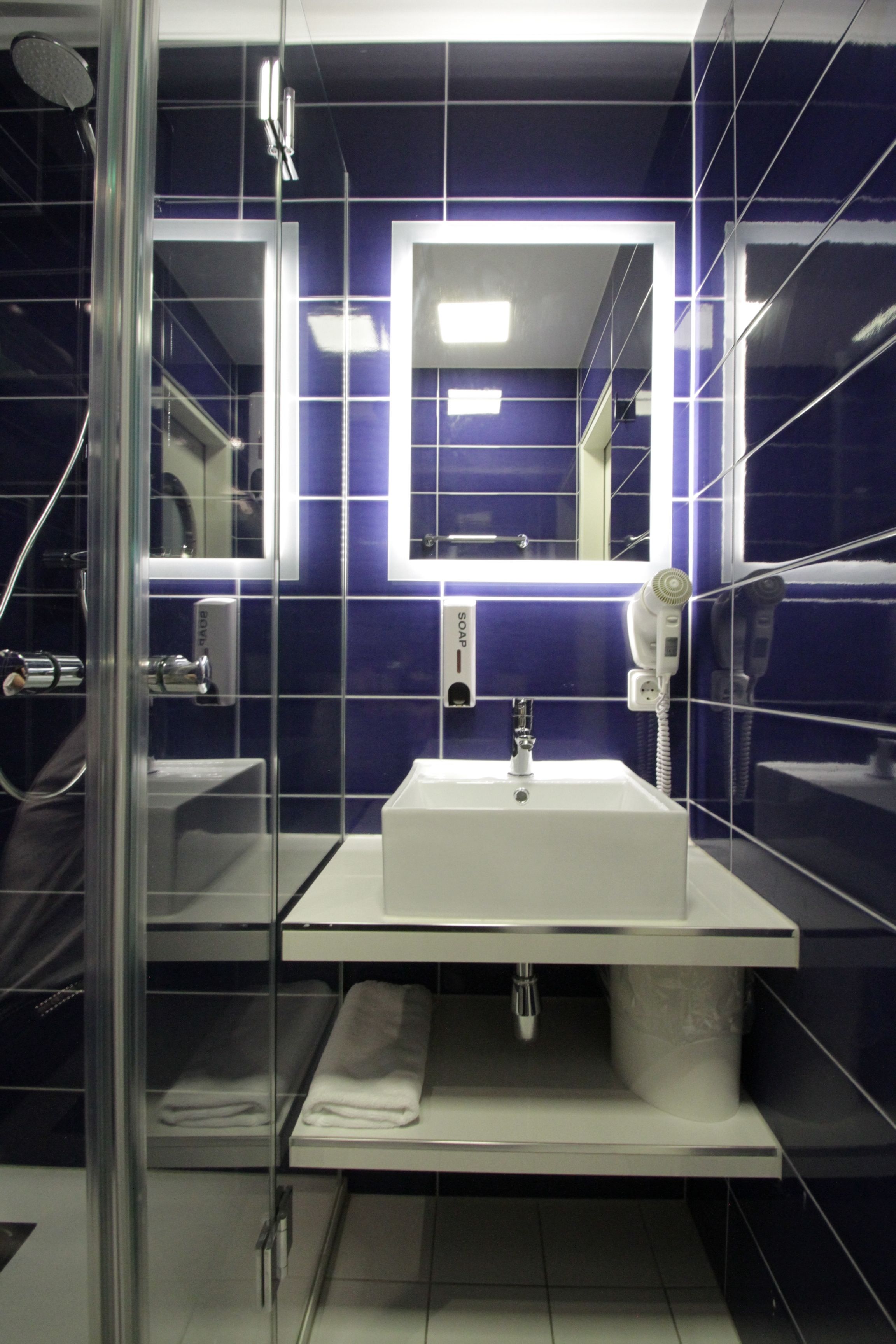 free toiletries, hair dryer, towels