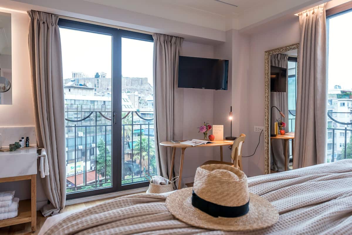 niche Acropolis View Room | 1 sovrum, sängtillbehör av högsta kvalitet och duntäcken