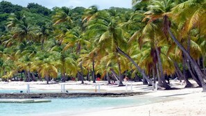Plage, chaises longues, serviettes de plage