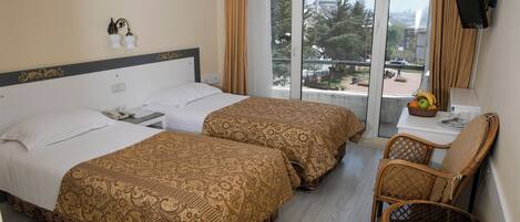 Desk, free WiFi, bed sheets