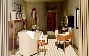 Suite Deluxe, vista al mar | Área de sala de estar | Televisión de plasma