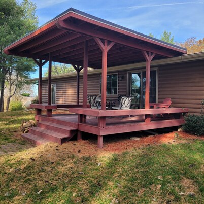 Cabin on private lake with beach area and dock
