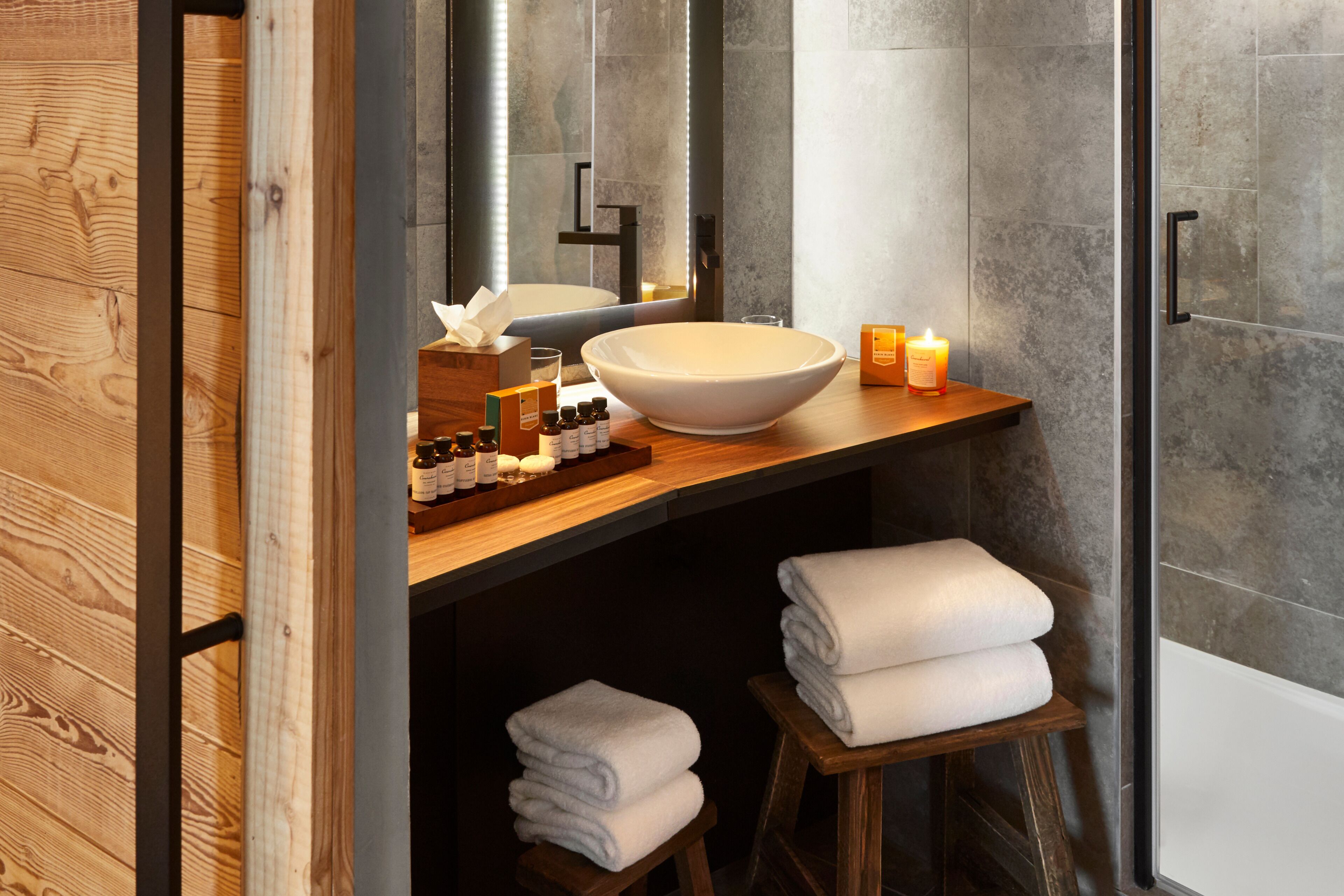 very large suite | bathroom | designer toiletries, hair dryer, bathrobes, slippers