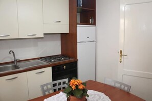 Fridge, oven, stovetop, cookware/dishes/utensils