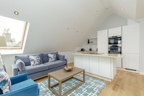 Penthouse 2 Bed Apartment with Balcony | Living area | Smart TV - Destiny Scotland Royal Mile Residence (Edinburgh)