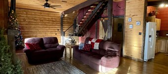 Spacious cabin off Hwy 85 with beautiful views and plenty of trailer parking.