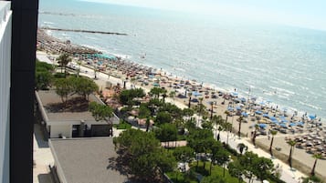 Private beach, sun loungers, beach umbrellas, beach bar