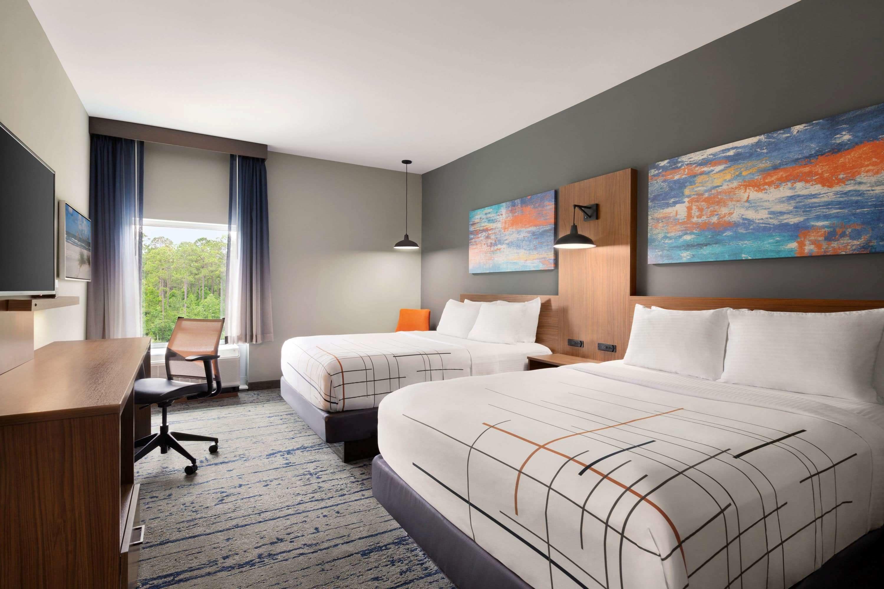 room, 2 queen beds, non smoking | pillow-top beds, in-room safe, desk, laptop workspace